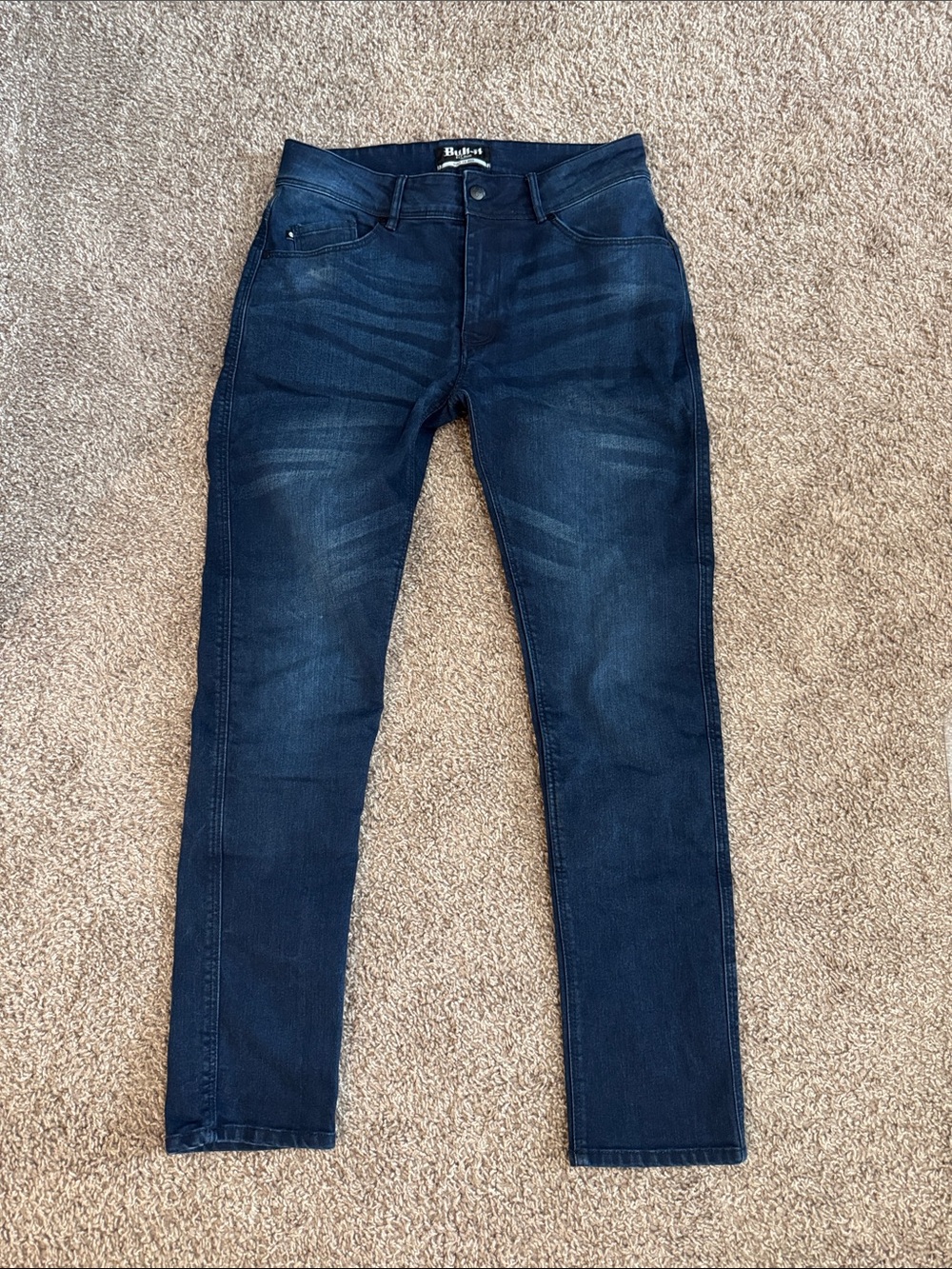 Slim Straight Men's Motorcycle Jeans in Dark Blue by Bull-It